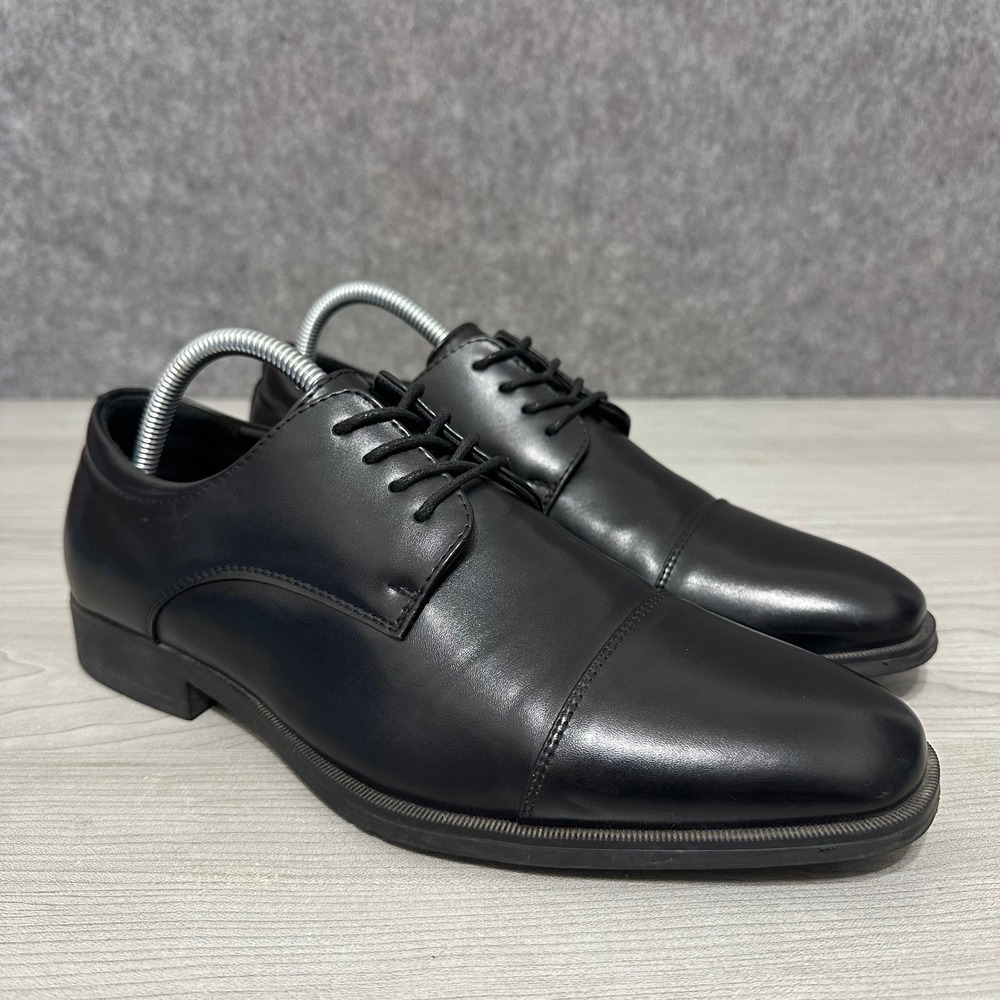 Van Heusen Turk Classic Oxford Mens Size 8.5 Black Cap‎ Toe Dress Shoes Classic